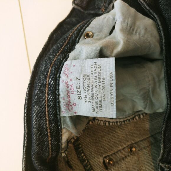 GRACE IN LA USA Bling Gems Jeweled Blue Jeans Boot Cut Pants - Picture 9 of 10